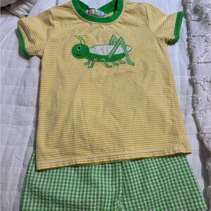 Jelly Bean Green and Yellow Grasshopper short set